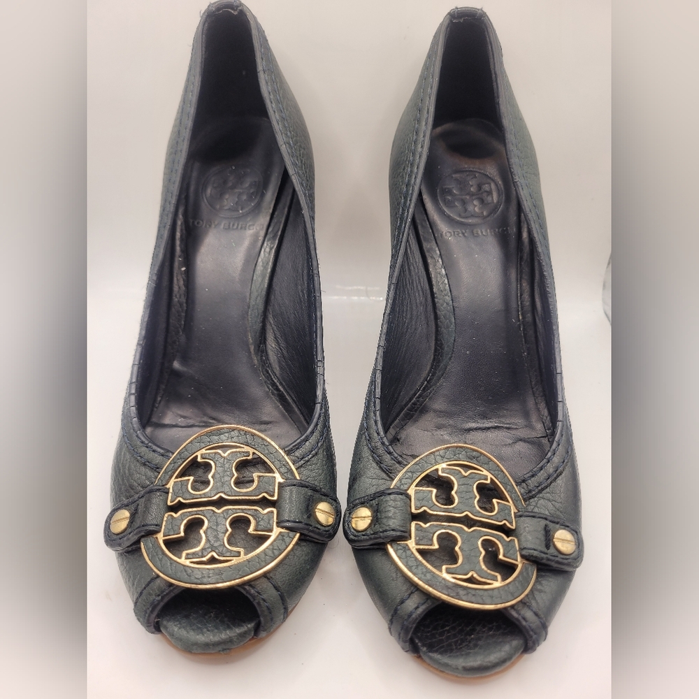 Tory Burch Black and Gold Women's Heels